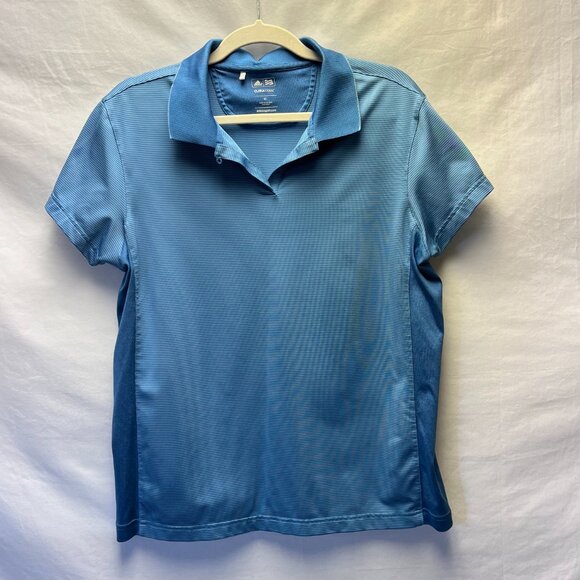 Adidas Women's Golf Climacool Collared Short Sleeve Striped Blue Polo Size XL - Picture 3 of 13